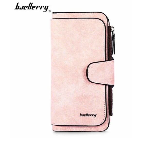 Women's Long Clutch Wallet Pink Bifold Leather Credit Card Coin Holder Baellerry - Picture 1 of 10